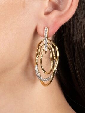 ALEXIS BITTAR Solanales Mobile Pave Post Earrings Gold silver Clear MY15
